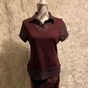 Collared Shirt with Polka Dot Details